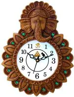 Shrijay Analog 22 cm X 29 cm Wall Clock (Brown, With Glass, Standard)