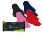 CareDone Soft and Absorbent Reusable Cloth Period Pads for Heavy Flow Leak-proof Overnight Protects, Multicolor Cloth Pads Set with Wings for Women(Pack fo 4)