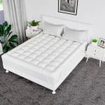 Kuber Industries Mattress Padding | Cotton Double Bed Mattress Topper | Waterproof Mattress Padding | Mattress Padding Topper with Elastic Band Straps | 72x78 Inch | White