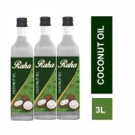 Raha Refined Pure Coconut oil Pet bottle - 1litre | Pack of 3