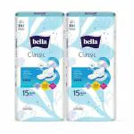 Bella Classic Maxi Softi Pads For Women | Sanitary Napkins | For Sensitive Skin | 28 Cm Long | With Wings | Breathable | For Rash Free Period | Comfort Cussion | Pack Of 2 | 15 Pcs Each