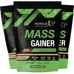MuscleXP Mass Gainer With 25 Vitamins and Minerals, Lean Whey Protein Muscle Mass Gainer, Digestive Enzymes, Belgium Chocolate, 1kg Pouch (2.2 lb) (Pack Of 3)