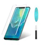 Inclu Premium (UV) Tempered Glass Screen Protector For Huawei Mate 20 Pro Advanced Border-Less and Case Friendly Full Screen Coverage [Except Edges] With Easy Installation kit (Transparent