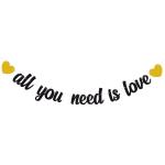 Festiko Glitter All You Need Is Love Banner Love Heart Bridal Shower Banner Decorations Wedding Engagement Anniversary Valentines Day Party Supplies