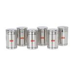 Sumeet Stainless Steel Circular Vertical Storage Container set of 6 Pc, 1350ml Capacity Each, 10.5cm Dia, Silver