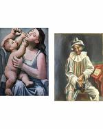 DECOR ADVENTURES Mother and Child and Pierrot by Pablo Picasso Wall Painting 16 x 21 inch (Pack of 2)