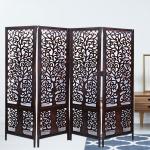 CRAFT HOMEDECOR Wooden 4 Panel Wooden Room Partition / Wooden Room Divider / Wooden Screen / Wooden Room Seperator Handcrafted (Brown)