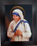 Elegance Mother Teresa Wall Painting For Home, Uv Sparkle Finish Wall Hanging Painting - 19.75 X 16 Inch