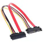 AdzMozi New, 22Pin Male to Female SATA Power Cable 22Pin 7 15 Male Plug to 22 Pin 7 15 Female Jack Connector SATA ATA Data Power Combo Extension Cables Wire Cords