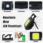 MOSTSHOP COB Rechargeable LED Keychain Light | Keychain Emergency Bright Light with 3 Light Modes,Magnetic Base,Bottle Opener Portable Flashlight for Workshop,Repairing