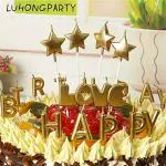 My Party Suppliers Star Candle Gold Big Cake for Party Wax Birthday Decorations (28 x 20 x 2 cm) (Pack of 4)