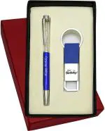 UJJi Happy Birthday 2in1 Combo Set with Cristal Blue Metal Ball Pen & Hook Keychain