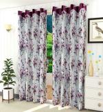 Dc Decastle 213 cm (7 ft) Polyester Room Darkening Door Curtain (Pack Of 2) (Floral, Wine)