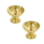 RTWARE Brass Akhand Diya Oil Lamp 2 Piece for Deepak, Diwali Pooja, Navratri, Mandir, Temple, Puja Room 9 cm