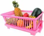 DDecora Dish Drainer Kitchen Rack Plastic 3 in 1 Large Sink Set Dish Rack Drainer Drying Rack (PINK) (PACK OF 2)