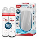 Luv Lap Essential Slim Neck Glass Feeding Bottle, New Born/Infants/Toddler Upto 3 Years, Pack of 2, 250ml