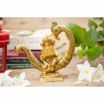 Crafticia Metal Sitting Baby Ganesh Idol Statue On Peacock With Book for Puja Ganesha Vaastu Figurine Showpiece (15X7X15.5 cm, Gold)-Diwali Gift, Best Gift for Diwali Decor, Diwali Decoration