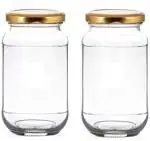 JIGSHTIAL BPA Free and Air Tight Clear Glass Pickle Jar 1000 ml (pack of 2)