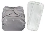 Bumberry Grey Reusable Cloth Diaper Cover With 2 Wet Free Inserts For Babies (3-36 Months)