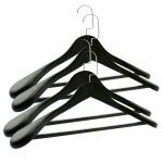 LEOPAX Wooden Pants Hangers with Metal Clips | 360 Swivel Hook | Smooth Finish Solid Wooden Hanger for Jeans, Skirt, Pant,Slacks, Tank Tops, Dark Brown, Set of 4