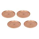 ROYALSTUFFS Pure Copper Thali Plate with Floral Design, Home Hotel Restaurant, Dinnerware and Serveware, Diameter- 12 Inches, Set of 4