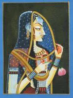 Hanish Arts & Crafts Multicolour Bani Thani Queen Classic Cloth Painting 11 inch x 8 inch