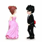 iDream Bride and Groom Decorative Wedding Couple Statue, Creative Resin Crafts Sweet and Funny Figurines Bride and Groom Character Decoration (Pink & Black)