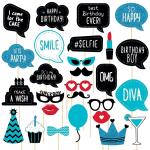 Zyozique Blue & Black Theme Birthday Photo Booth Props - Birthday Party Decorations Props/Photo Booth Props For Birthday/Birthday Decorations Photo