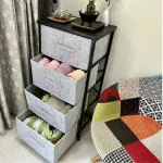 Kawachi 4 Drawer Chest Fabric Storage Organizer for Small Cloth Cupboard Closet Wenge Black