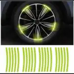 CARIZO 3D VIEW Reflective Wheel Tire Rims Stripes Stickers (Pack of 20, Yellow) Decals Exterior Accessories Compatible with Fiat Palio Estile (2003-2007)