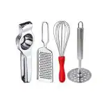 DreamBasket Stainless Steel Lemon Squeezer & Grater & Egg Whisk & Potato Masher for Kitchen