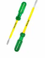 PERFECT TECH Pack of 2 Pcs Flat Head 8 mm Screwdriver | Steel 2 in 1 Screw Driver | Electrical Works | Hand Tools | Screwdriver Set Tools Kit | Green & Yellow (Rod Length -6 & 8 Inch)
