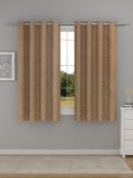 Raymond Home Brown Abstract 52% Polyester 48% Cotton Window Curtains with Rust Proof Stainless steel Eyelits