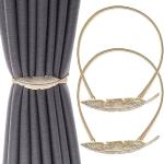 Hasthip Gold Magnetic Curtain Tieback Creative Elastic Alloy Strap Boutique Feather Closure (Pack Of 2)