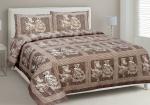 Quilt n Razai Light Brown Printed Cotton Bedsheet with Pillow Cover (254 x 225 cm)