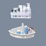 SHALVI Multipurpose Wall Mount Bathroom Shelf and Rack for Home and Kitchen (White)(Rectangle Bathroom Shelf + Corner Shelves)