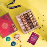 KESAR Diwali Special Healthy Assorted Kaju Sweets (Kaju Katli, Chocolate Ice Ball, Kaju Apple, and Kaju Kesar Roll) - 500 gram with 2 Diya Traditional Indian Mithai