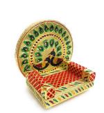 NAVRANG Red, Green, Gold Wood Laddu Gopal Sinhasan