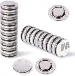 TECHMAHODAY 25 Pieces of Stainless Steel Round Badge Holder /Magnetic Name Tag with 3M Adhesive on Front Plate