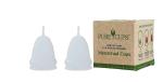 Pure Cups Reusable Menstrual Cup for Women (Small & Medium Size with Pouch) Pack 2 - Made with Medical Grade Silicone, Protection for 12 Hours, Soft & Flexible Period Cup, FDA Approved (Transparent )
