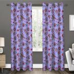 UrbenQueen Cyan Color Birds Design 3D Digital Printed Polyester Eyelet Shilhouette Curtain - 4 x 9 feet