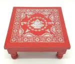 Pgen Red Plywood Ganpati Puja Chowki, 18 X 18 Inch