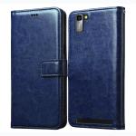 Casotec Premium Leather Kickstand Wallet Flip Case Cover with Magnetic Closure for XOLO ERA 2 - Blue