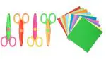 Pehrovin Ventures Kids Art Combo Of Zigzag Scissors (Set Of 4) /Craft Paper Cutting/Creative/Paper Shaper Scissors + Origami Sheets/Craft Paper (15 Cm X 15 Cm) (40 Sheets In Assorted Colours)