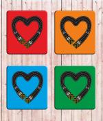 Whats Your Kick Road With Hearts Design Printed Set Of 4 Coaster With Metal Stand