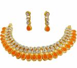 Gyaan Jewels Handmade Gold Plated Alloy Earring and Necklace Set White (Girls, Baby Girls, Women) (Pack of 1) Free Size