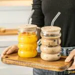 ECOVISTA Wave-Shaped-Glass Drinking Glasses with Lid and Straw DCut Design Pack of 1, Beer Glass Tumbler Sipper for Mojito Soda Smoothies Whiskey Iced Coffee Cocktail Tea Juice (450ML) Multi Color (Multi Round)