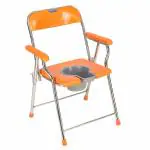 Medsor Impex Folding Commode Over Toilet, Bedside Commode Chair, Shower Seat with Removable Bucket, Sturdy, Comfortable & Easy to clean Plastic Seat, Suitable for Old People, Pregnant Women