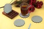 Vatsin Premium Round Coasters With Stand Tea, Coffee Coasters for Home & Dining Table, Office, Table Accessories, for Gifting [Wood, Resin] (Set of 4, Grey)