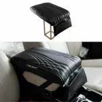 FEGO Arm Rest Cushion Pad for Car I Center console cover storage box I Handrest with Front pocket as Organizer | Provides elbow arm support For Long Drives I Fits SUVs/Car I Auto accessory (Black)